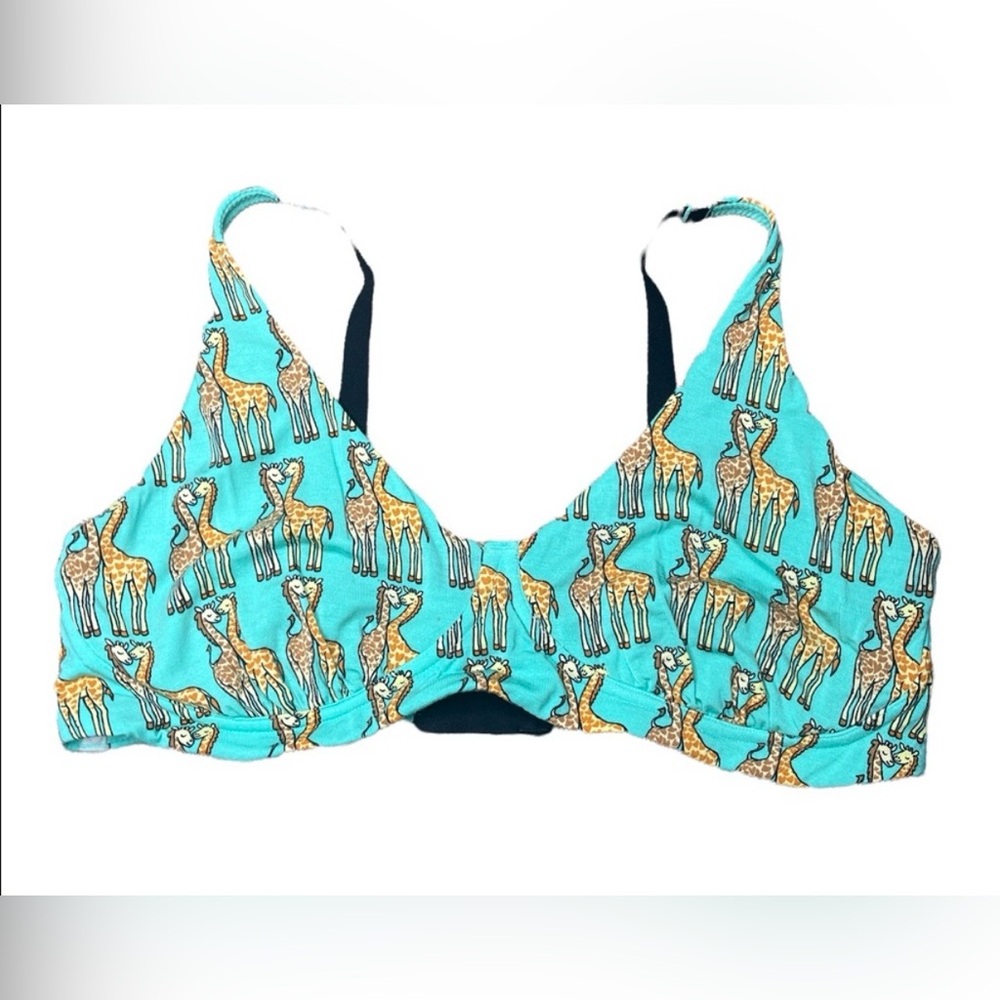 MeUndies Green Teal Giraffe Bra Sz L NWOT